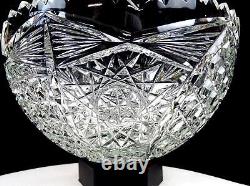 ABP Brilliant Cut Crystal Hobstar Button Diamond Antique 9 3/4 Bowl 1890-1916