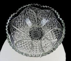 ABP Brilliant Cut Crystal Hobstar Button Diamond Antique 9 3/4 Bowl 1890-1916