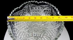 ABP Brilliant Cut Crystal Hobstar Button Diamond Antique 9 3/4 Bowl 1890-1916