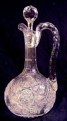 ABP Brilliant Cut Glass Crystal Liquor Wine Ewer Bottle Claret Jug Stars