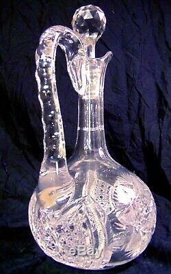 ABP Brilliant Cut Glass Crystal Liquor Wine Ewer Bottle Claret Jug Stars