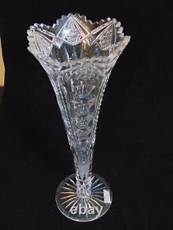 ABP Brilliant Cut Glass Crystal Trumpet Vase 14 Hawkes
