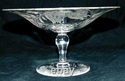 ABP Brilliant Intaglio Cut Glass Crystal Engraved Compote Sinclair Libbey 4.5