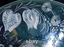 ABP Brilliant Intaglio Cut Glass Crystal Engraved Compote Sinclair Libbey 4.5