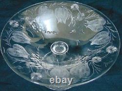 ABP Brilliant Intaglio Cut Glass Crystal Engraved Compote Sinclair Libbey 4.5