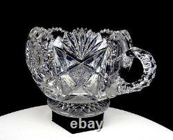 ABP Brilliant Period Cut Crystal Glass Hobstar & Fan 4.75 Handled Pedestal Bowl