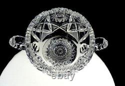 ABP Brilliant Period Cut Crystal Glass Hobstar & Fan 4.75 Handled Pedestal Bowl