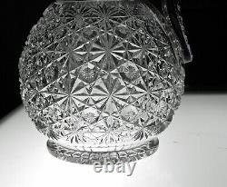 ABP CUT GLASS CRYSTAL HANDLED DECANTER IN RUSSIAN PATTERN WithSTAR CUT BUTTONS