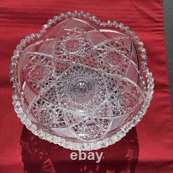 ABP CUT GLASS THICK WALL 8 INCH BOWL EXCELLENT CUTTING. With Lead Crystal