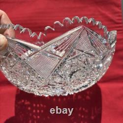 ABP CUT GLASS THICK WALL 8 INCH BOWL EXCELLENT CUTTING. With Lead Crystal
