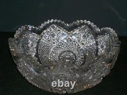 ABP Crystal Bowl 8 1/4 dia. Signed Clark! Lovely Deep Precision Cut Pattern