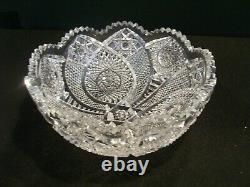 ABP Crystal Bowl 8 1/4 dia. Signed Clark! Lovely Deep Precision Cut Pattern