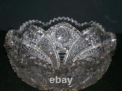 ABP Crystal Bowl 8 1/4 dia. Signed Clark! Lovely Deep Precision Cut Pattern