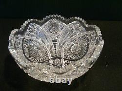 ABP Crystal Bowl 8 1/4 dia. Signed Clark! Lovely Deep Precision Cut Pattern