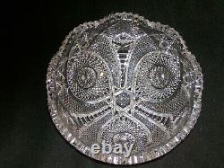 ABP Crystal Bowl 8 1/4 dia. Signed Clark! Lovely Deep Precision Cut Pattern