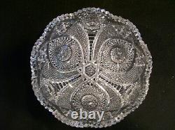 ABP Crystal Bowl 8 1/4 dia. Signed Clark! Lovely Deep Precision Cut Pattern