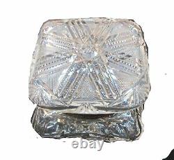 ABP Crystal Cut Glass covered square dresser box