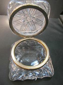 ABP Crystal Cut Glass covered square dresser box