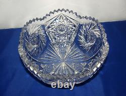 ABP Cut Glass Crystal 8 Fruit Bowl Arrows Wheat Whirling Hobstars Sawtooth Rim
