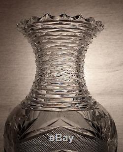ABP Massive Crystal Vase Cut Neck & Cornflower American Brilliant Period ABCG