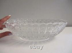 ABP Vintage 12 Cut Glass Crystal Oval Bowl Sawtooth Edge Hobstars & Pinwheels