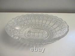 ABP Vintage 12 Cut Glass Crystal Oval Bowl Sawtooth Edge Hobstars & Pinwheels