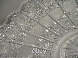 ABP Vintage 12 Cut Glass Crystal Oval Bowl Sawtooth Edge Hobstars & Pinwheels