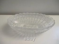 ABP Vintage 12 Cut Glass Crystal Oval Bowl Sawtooth Edge Hobstars & Pinwheels