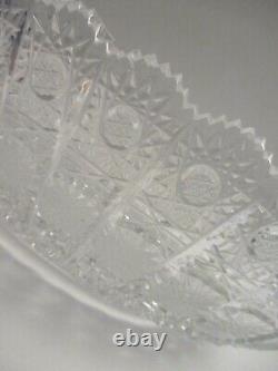 ABP Vintage 12 Cut Glass Crystal Oval Bowl Sawtooth Edge Hobstars & Pinwheels