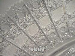 ABP Vintage 12 Cut Glass Crystal Oval Bowl Sawtooth Edge Hobstars & Pinwheels