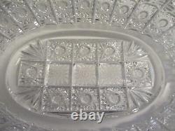 ABP Vintage 12 Cut Glass Crystal Oval Bowl Sawtooth Edge Hobstars & Pinwheels