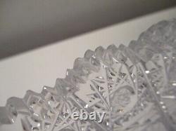 ABP Vintage 12 Cut Glass Crystal Oval Bowl Sawtooth Edge Hobstars & Pinwheels