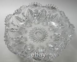 ABP hand Cut Glass mouth blown crimped crystal bowl wheel polished