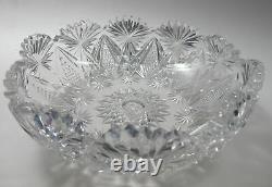 ABP hand Cut Glass mouth blown crimped crystal bowl wheel polished