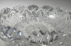 ABP hand Cut Glass mouth blown crimped crystal bowl wheel polished