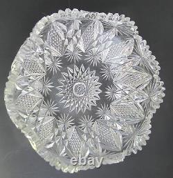 ABP hand Cut Glass mouth blown crimped crystal bowl wheel polished