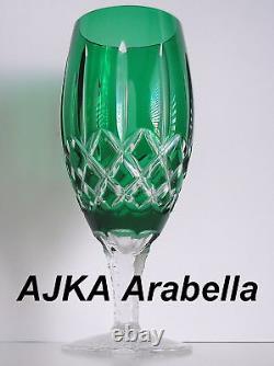 AJKA ARABELLA EMERALD CASED CUT TO CLEAR ICED BEVERAGE TEA WATER GOBLET set of 4