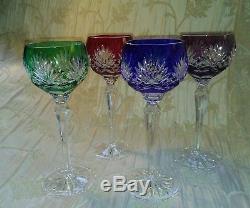 AJKA Crystal CAROLINE Cut to Clear Wine Hock Goblets Set of 4 Exquisite