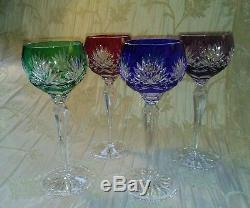 AJKA Crystal CAROLINE Cut to Clear Wine Hock Goblets Set of 4 Exquisite
