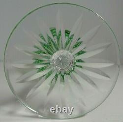 AJKA Crystal Florderis Pattern Cut-to-Clear Emerald Green Wine Hock Set of 4