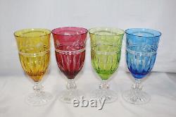 AJKA Crystal Set of 4 Colorful Cut-to-Clear Crystal