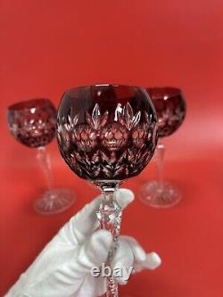 AJKA FLORDERIS Wine Glass Cased Cobalt Cut to Clear Crystal Bohemian Hungary