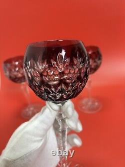 AJKA FLORDERIS Wine Glass Cased Cobalt Cut to Clear Crystal Bohemian Hungary