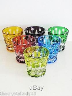 AJKA HUNGARY KING LOUIS / XENIA CASED CUT TO CLEAR CRYSTAL SHOT / VODKA Set of 6