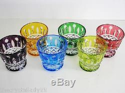 AJKA HUNGARY KING LOUIS / XENIA CASED CUT TO CLEAR CRYSTAL SHOT / VODKA Set of 6