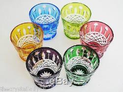 AJKA HUNGARY KING LOUIS / XENIA CASED CUT TO CLEAR CRYSTAL SHOT / VODKA Set of 6