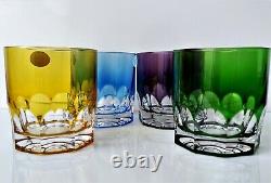 AJKA LAUSANNE WHISKEY DOF ROCKS MULTICOLOR CASED CUT TO CLEAR CRYSTAL Set of 4