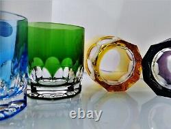 AJKA LAUSANNE WHISKEY DOF ROCKS MULTICOLOR CASED CUT TO CLEAR CRYSTAL Set of 4