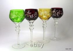 AJKA MARSALA or NACHTMANN TRAUBE Cased Cut Crystal TALL HOCK WINE GLASSES