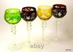 AJKA MARSALA or NACHTMANN TRAUBE Cased Cut Crystal TALL HOCK WINE GLASSES